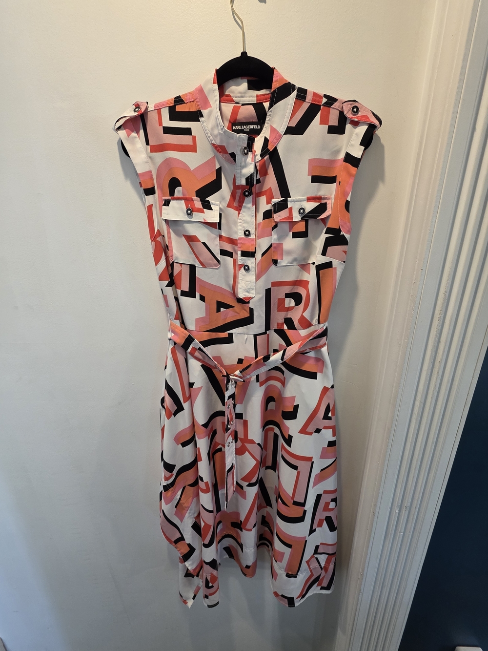 Karl Lagerfeld Pink & Black Graphic Shirt Dress